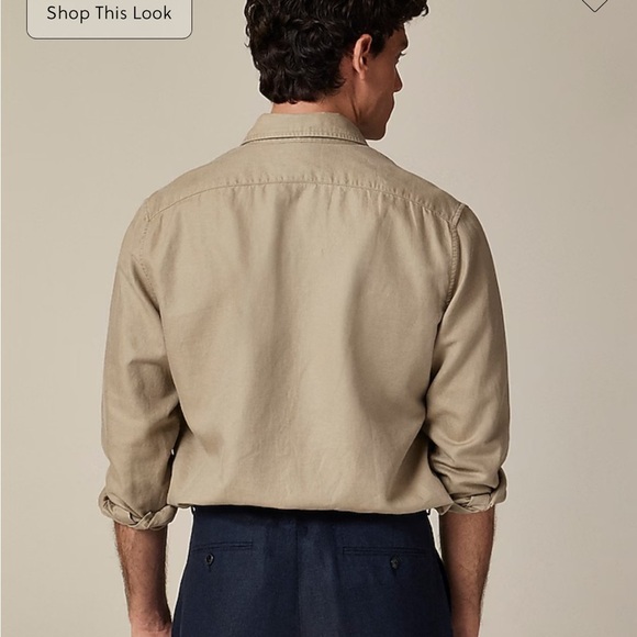 J crew dusty khaki Linen-cotton blend twill workshirt - Picture 3 of 7